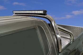 105 999 р. Защита кузова (для кузова) d 76,1 мм со светодиодной фарой ТСС Тюнинг  Changan Hunter Plus (2022-2024) (нержавейка)  с доставкой в г. Калуга. Увеличить фотографию 1