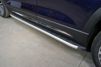 Пороги алюминиевые с пластиковой накладкой ТСС Тюнинг Jetour X90 Plus (2021-2024)  (серые)