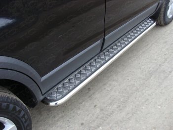 Пороги с площадкой 42,4 мм ТСС Тюнинг Chevrolet (Шевролет) Captiva (Каптива) (2013-2016) 2-ой рестайлинг  (серые)