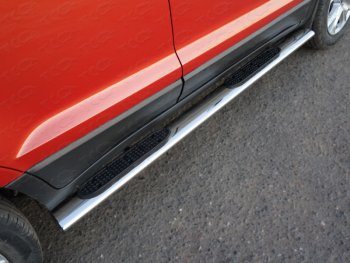 Пороги овальные с накладкой 120х60 мм ТСС Тюнинг Ford EcoSport дорестайлинг (2013-2019)  (серые)