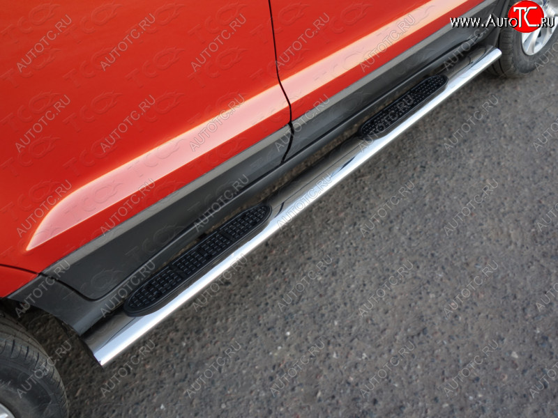 28 849 р. Пороги овальные с накладкой 120х60 мм ТСС Тюнинг  Ford EcoSport (2013-2019) (серые)  с доставкой в г. Калуга