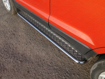 Пороги с площадкой 42,4 мм ТСС Тюнинг Ford EcoSport дорестайлинг (2013-2019)  (серые)