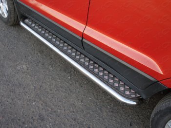 Пороги с площадкой 60,3 мм ТСС Тюнинг Ford EcoSport дорестайлинг (2013-2019)  (серые)