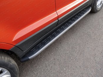 Пороги алюминиевые с пластиковой накладкой ТСС Тюнинг Ford EcoSport дорестайлинг (2013-2019)  (серые)