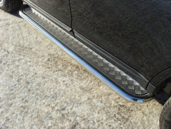 25 849 р. Пороги с площадкой 60,3 мм ТСС Тюнинг  Ford Edge ( 1,  2) (2011-2018) (серые)  с доставкой в г. Калуга. Увеличить фотографию 1