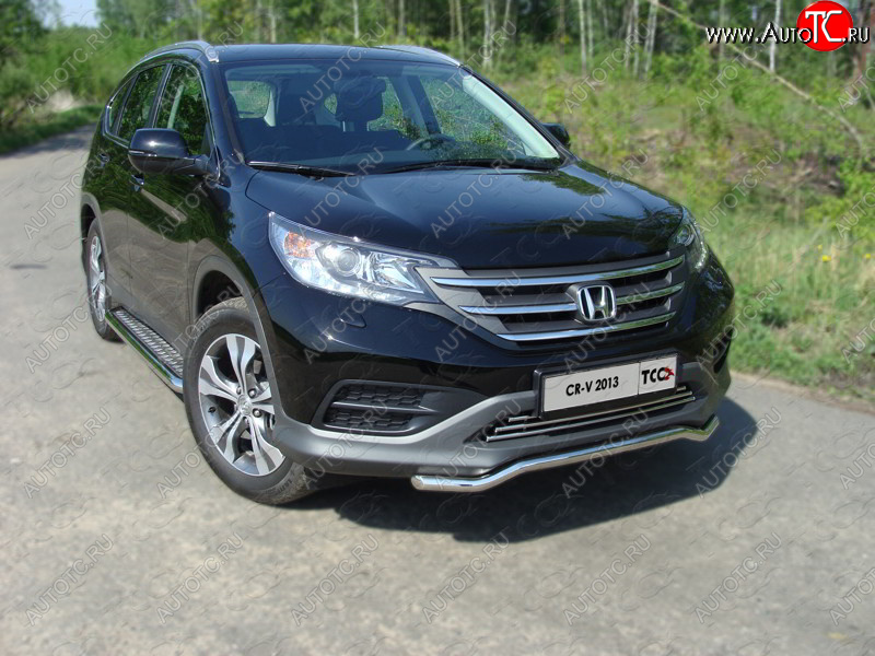 10 949 р. Защита переднего бампера кенгурин короткий d42,4 мм ТСС Тюнинг  Honda CR-V  RM1,RM3,RM4 (2012-2015) (нержавейка)  с доставкой в г. Калуга