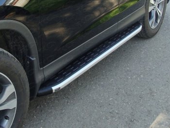 19 999 р. Пороги алюминиевые с пластиковой накладкой ТСС Тюнинг  Honda CR-V  RM1,RM3,RM4 (2012-2015) (серые)  с доставкой в г. Калуга. Увеличить фотографию 1