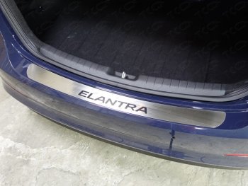 4 949 р. Накладка на задний бампер ТСС Тюнинг  Hyundai Elantra  AD (2016-2019) (Лист шлифованный, надпись Elantra)  с доставкой в г. Калуга. Увеличить фотографию 1