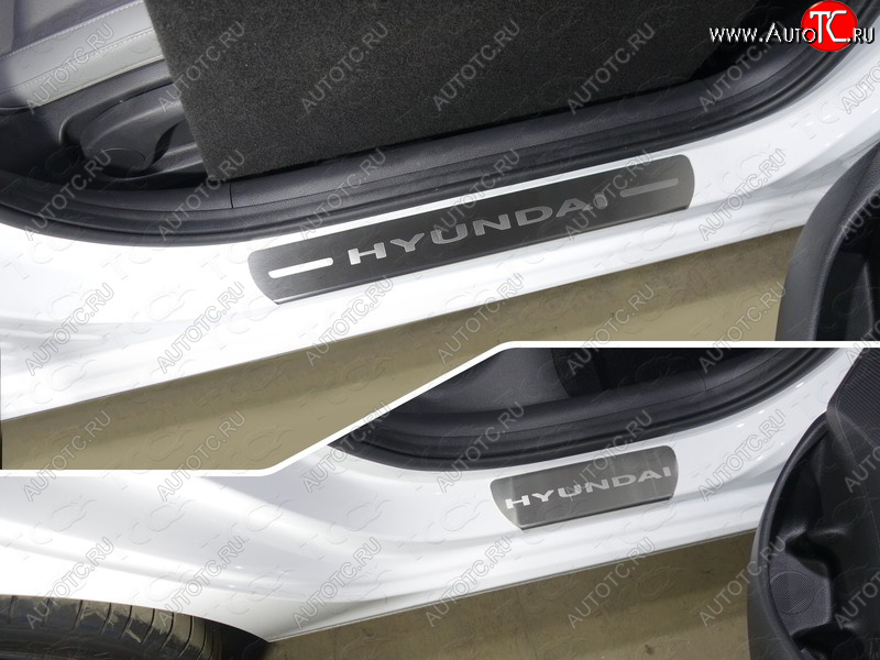 4 699 р. Накладки на пороги (4шт) ТСС Тюнинг  Hyundai I30  3 PD - I30 Fastback  PD (лист шлифованный надпись Hyundai )  с доставкой в г. Калуга