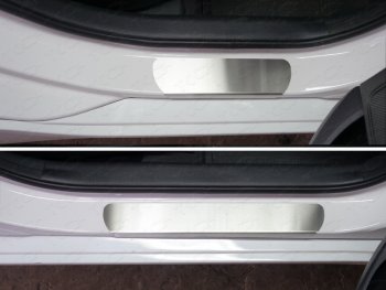 Накладки на порожки салона ТСС Тюнинг Hyundai I40 1 VF рестайлинг универсал (2015-2019)  (Лист шлифованный)