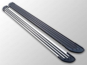 Пороги алюминиевые, ТСС Тюнинг KIA Sorento XM дорестайлинг (2009-2012)  (Slim Line Silver)