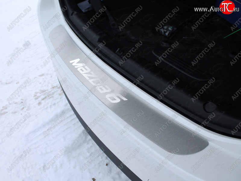 2 799 р. Накладка на задний бампер ТСС Тюнинг Mazda 6 GJ 1 рестайлинг универсал (2015-2018) (лист шлифованный надпись Mazda)  с доставкой в г. Калуга