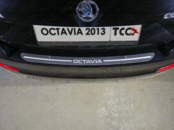 2 799 р. Накладка на задний бампер ТСС Тюнинг  Skoda Octavia  A7 (2012-2017) (лист шлифованный надпись Octavia)  с доставкой в г. Калуга. Увеличить фотографию 1