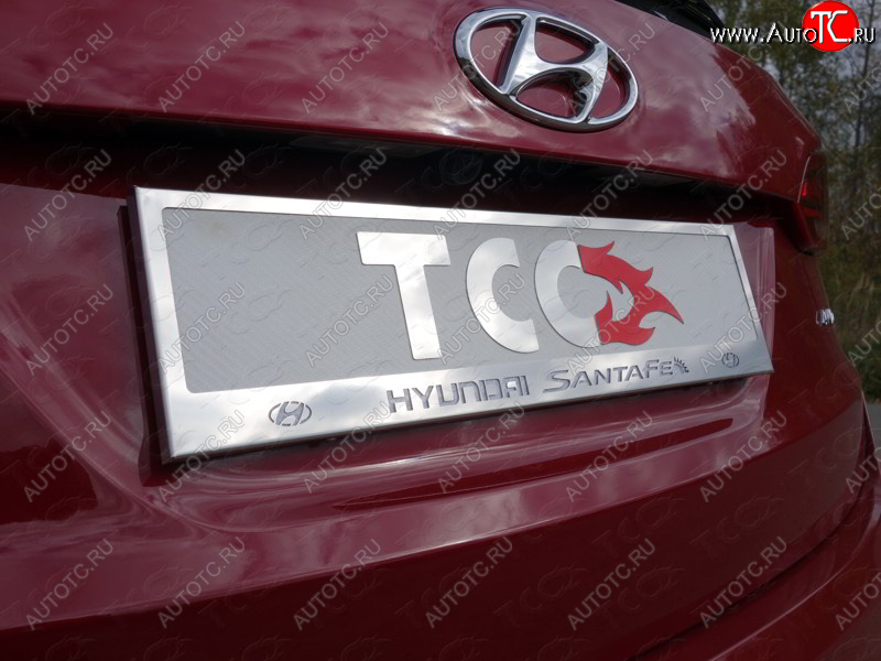 6 199 р. Рамка гос. номера ТСС Тюнинг Hyundai Santa Fe 4 TM дорестайлинг (2018-2021) (нержавейка)  с доставкой в г. Калуга