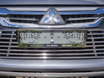 6 199 р. Рамка гос. номера ТСС Тюнинг  Mitsubishi Pajero Sport  3 QE (2015-2021) (нержавейка)  с доставкой в г. Калуга. Увеличить фотографию 1