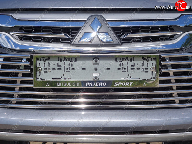 6 199 р. Рамка гос. номера ТСС Тюнинг  Mitsubishi Pajero Sport  3 QE (2015-2021) (нержавейка)  с доставкой в г. Калуга