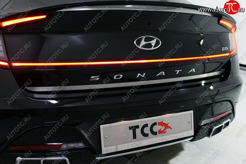 1 199 р. Накладка на крышку багажника ТСС Тюнинг Hyundai Sonata DN8 (2019-2024) (Лист шлифованный)  с доставкой в г. Калуга