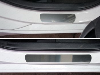 Накладки на пороги ТСС Тюнинг Hyundai I40 1 VF рестайлинг универсал (2015-2019)  (Лист зеркальный)