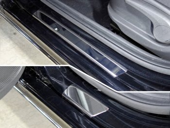3 199 р. Накладки на порожки салона (4 шт) ТСС Тюнинг  Hyundai Solaris  2 (2017-2020) (зеркальная поверхность)  с доставкой в г. Калуга. Увеличить фотографию 1