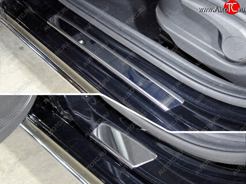3 199 р. Накладки на порожки салона (4 шт) ТСС Тюнинг  Hyundai Solaris  2 (2017-2020) (зеркальная поверхность)  с доставкой в г. Калуга