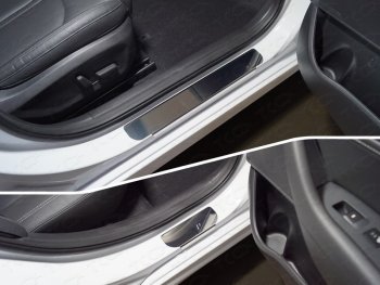 3 689 р. Накладки на порожки салона  Hyundai Sonata ( LF,  DN8) (2017-2024) (Лист зеркальный)  с доставкой в г. Калуга. Увеличить фотографию 1