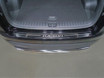 3 499 р. Накладка на задний бампер ТСС Тюнинг  Hyundai Tucson  3 TL (2018-2021) (Лист зеркальный, надпись Tucson)  с доставкой в г. Калуга. Увеличить фотографию 1