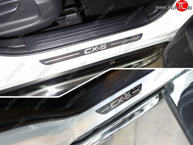 3 279 р. Накладки на пороги ТСС Тюнинг  Mazda CX-5  KF (2016-2024) (лист зеркальный надпись CX-5)  с доставкой в г. Калуга