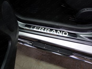3 999 р. Накладки порогов (2 шт) ТСС Тюнинг  Nissan Terrano  D10 (2013-2016) (лист зеркало надпись TERRANO)  с доставкой в г. Калуга. Увеличить фотографию 1