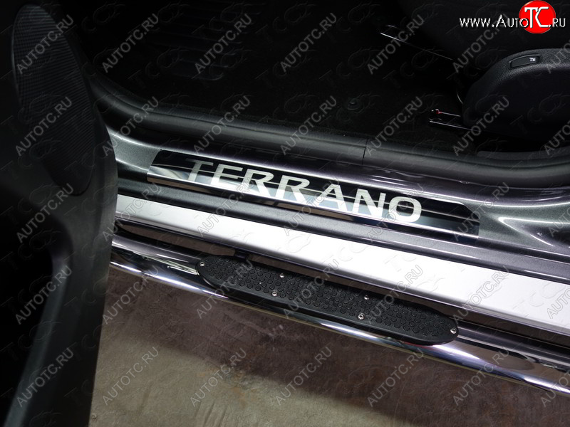 3 999 р. Накладки порогов (2 шт) ТСС Тюнинг  Nissan Terrano  D10 (2013-2016) (лист зеркало надпись TERRANO)  с доставкой в г. Калуга