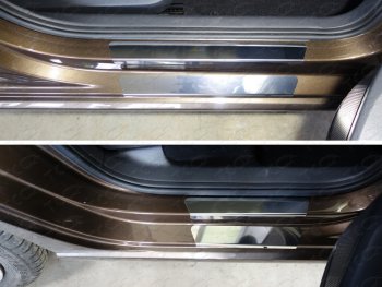 2 869 р. Накладки на пороги внешние и внутренние (8 шт) ТСС Тюнинг Volkswagen Polo 5 седан рестайлинг (2015-2020) (Лист зеркальный)  с доставкой в г. Калуга. Увеличить фотографию 1