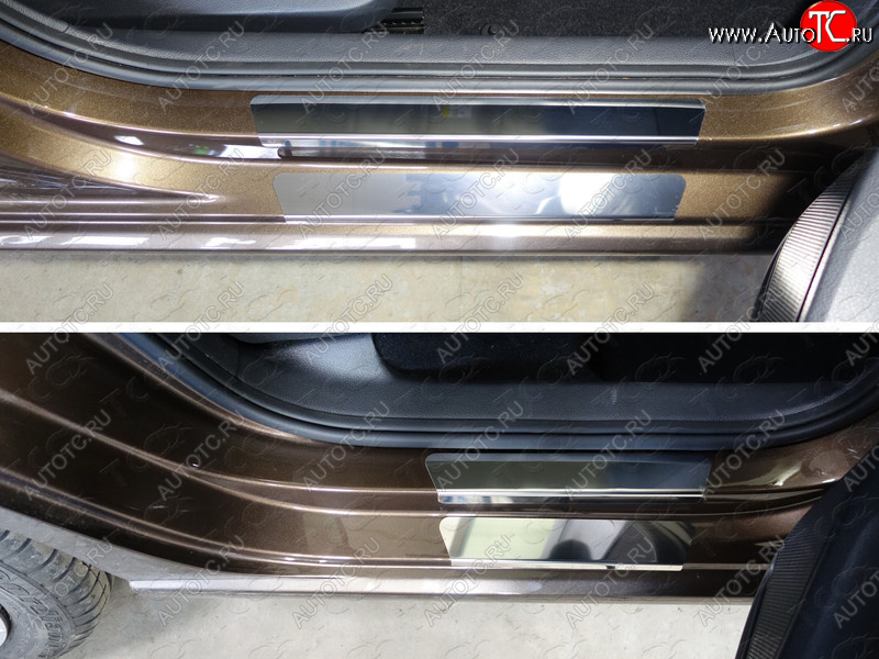 2 869 р. Накладки на пороги внешние и внутренние (8 шт) ТСС Тюнинг  Volkswagen Polo  5 (2015-2020) (Лист зеркальный)  с доставкой в г. Калуга