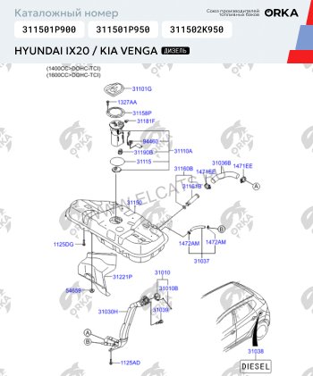 10 849 р. Топливный бак сталь (антикоррозия) Hyundai i20 1 PB дорестайлинг, хэтчбэк (2008-2012)  с доставкой в г. Калуга. Увеличить фотографию 11