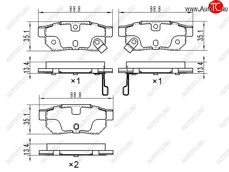 699 р. Колодки тормозные задние RH-LH SAT  Honda Fit ( GP,GK,  3,  3 GP,GK) (2013-2020)  дорестайлинг, GP,GK 1-ый рестайлинг, 2-ой рестайлинг  с доставкой в г. Калуга