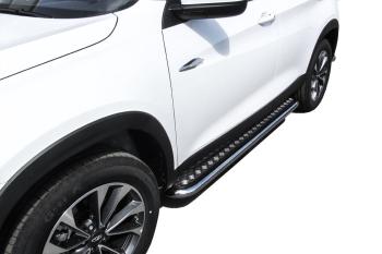 Защита порогов d57 с листом Slitkoff Nissan Qashqai 1 J10 рестайлинг (2010-2013) ()