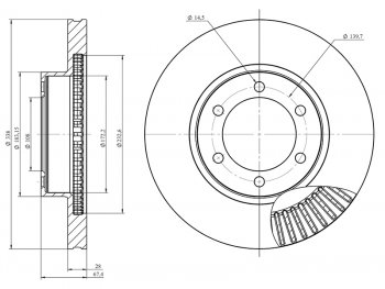 3 499 р. Диск тормозной передний Ø338mm HOSU  Lexus GX470  J120 (2002-2007), Toyota 4Runner  N210 (2002-2005), Toyota Land Cruiser Prado  J120 (2002-2009)  с доставкой в г. Калуга. Увеличить фотографию 1