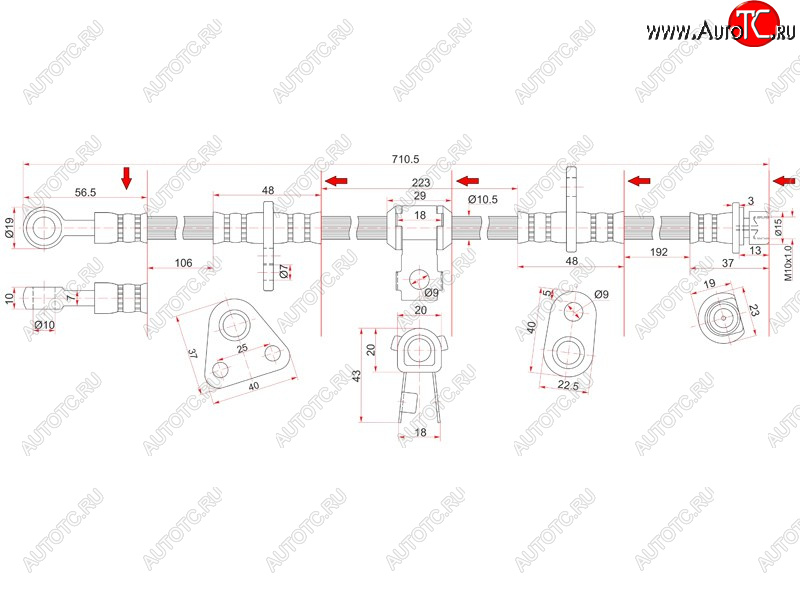 1 359 р. Шланг тормозной перед (Таиланд) LH SAT  Honda Accord  CB - Ascot  CE  с доставкой в г. Калуга