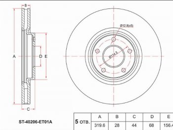 3 999 р. Передний тормозной диск(Ø319.6) SAT  Nissan Juke  1 YF15 - Sentra  6  с доставкой в г. Калуга. Увеличить фотографию 1