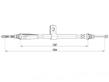 Трос стояночного тормоза RH SAT Nissan (Нисан) Micra (Микра)  K12 (2002-2010) K12 5 дв. дорестайлинг, 5 дв. 2-ой рестайлинг