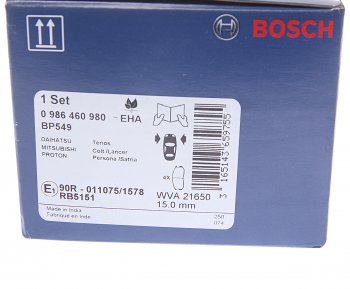 1 289 р. Колодки тормозные передние (4шт.) BOSCH Mitsubishi Colt Z20, Z30 хэтчбэк 3 дв. дорестайлинг (2002-2009)  с доставкой в г. Калуга. Увеличить фотографию 4