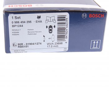 3 089 р. Колодки тормозные передние R17 (4шт.) BOSCH Nissan Pathfinder R53 (2021-2024)  с доставкой в г. Калуга. Увеличить фотографию 4