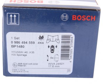 3 299 р. Колодки тормозные передние без отверстий (4шт.) BOSCH Hyundai IX35 LM дорестайлинг (2009-2013)  с доставкой в г. Калуга. Увеличить фотографию 4