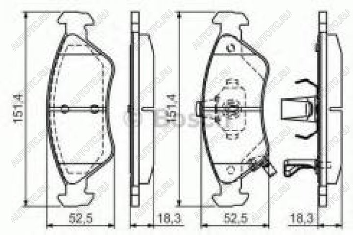 1 329 р. Колодки тормозные передние (4шт.) BOSCH KIA Clarus K9A седан дорестайлинг (1996-1998)  с доставкой в г. Калуга