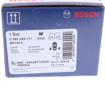 2 599 р. Колодки тормозные задние (4шт.) BOSCH Toyota Highlander XU50 дорестайлинг (2013-2017)  с доставкой в г. Калуга. Увеличить фотографию 4