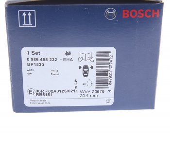 2 899 р. Колодки тормозные передние (4шт.) BOSCH Audi A4 B5 8D2 седан дорестайлинг (1994-1997)  с доставкой в г. Калуга. Увеличить фотографию 4