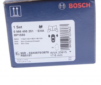 2 859 р. Колодки тормозные передние (4шт.) BOSCH Mini Clubman R55 дорестайлинг (2008-2010)  с доставкой в г. Калуга. Увеличить фотографию 4