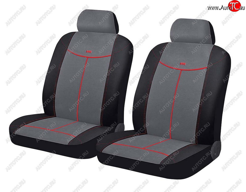 1 099 р. Универсальные чехлы сидений (майка, 4 предм., алькантара) Alcantara Front CARFASHION Seat Ateca 5FP (2016-2025) (черно-серые)  с доставкой в г. Калуга