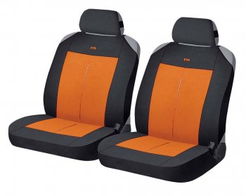 839 р. Универсальные чехлы сидений (майка, 4 предм., полиэстер) Vertical Front CARFASHION Mitsubishi eK Custom B11W дорестайлинг (2013-2015) (черно-оранжевые)  с доставкой в г. Калуга. Увеличить фотографию 1