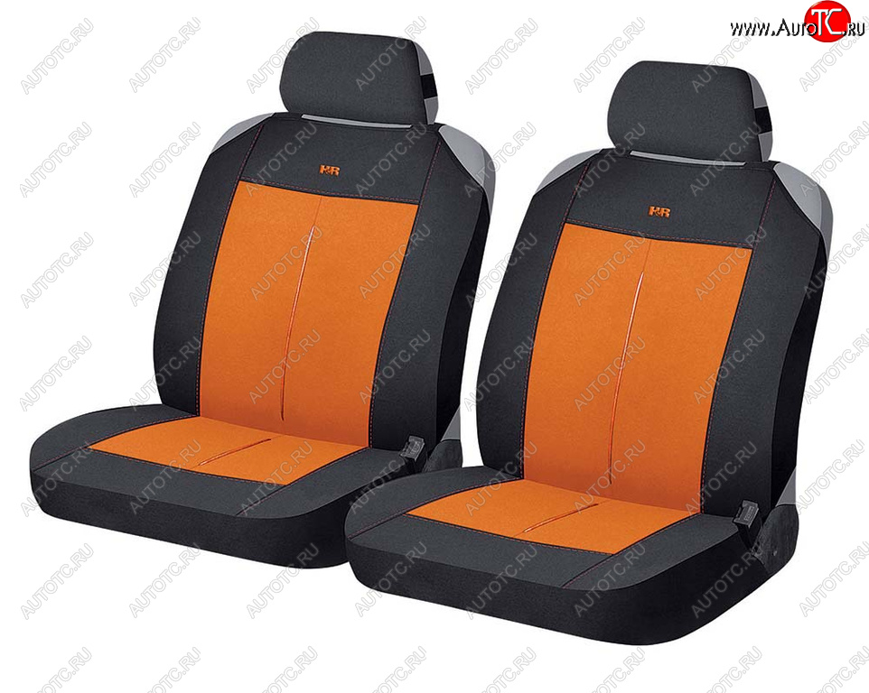 839 р. Универсальные чехлы сидений (майка, 4 предм., полиэстер) Vertical Front CARFASHION Audi A1 8X1 хэтчбэк 3 дв. дорестайлинг (2010-2014) (черно-оранжевые)  с доставкой в г. Калуга