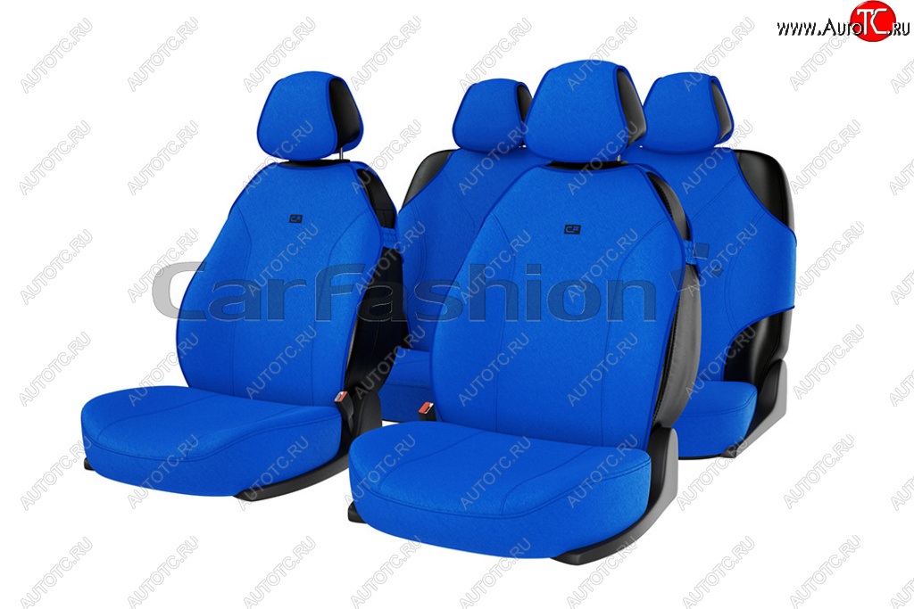 1 759 р. Универсальные чехлы сидений (майка, 7 предм., полиэстер) CARFASHION Nissan Tiida Latio C11 седан (2004-2012) (синие)  с доставкой в г. Калуга