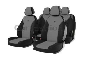 Авточехлы (майка) полиэстер черно-серые (7 предм.) ООО АвтоАльянс Nissan Tiida Latio C11 седан (2004-2012)